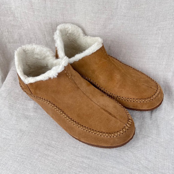Sorel Manawan II Mens 13 Elk Natural Suede Faux Fur Lined Slippers NM3472-242 - Picture 2 of 11